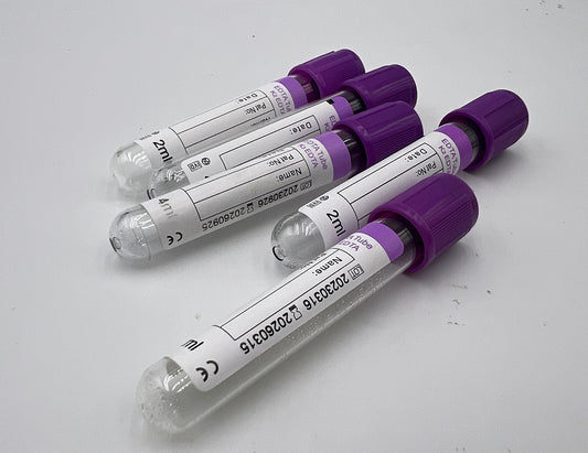 1 Bandeja, 100 Tubos MORADO, Toma de Muestra - EDTA TUBE