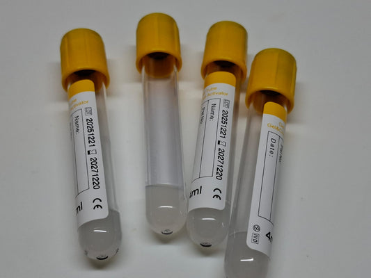 1 Bandeja 100 Tubos AMARILLOS, Toma de Muestra, GEL TUBE