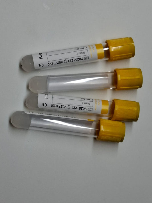 1 Caja 600 Tubos AMARILLOS, Toma de Muestra, GEL TUBE