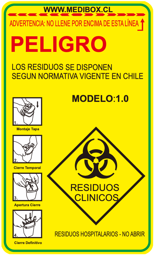 1 Caja ROJA, Desechos Cortopunzantes, 1-L (Unidad) REAS