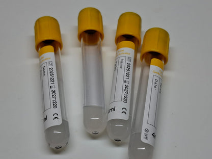 1 Caja 600 Tubos AMARILLOS, Toma de Muestra, GEL TUBE