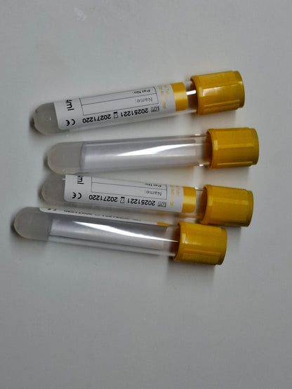 1 Caja 600 Tubos AMARILLOS, Toma de Muestra, GEL TUBE