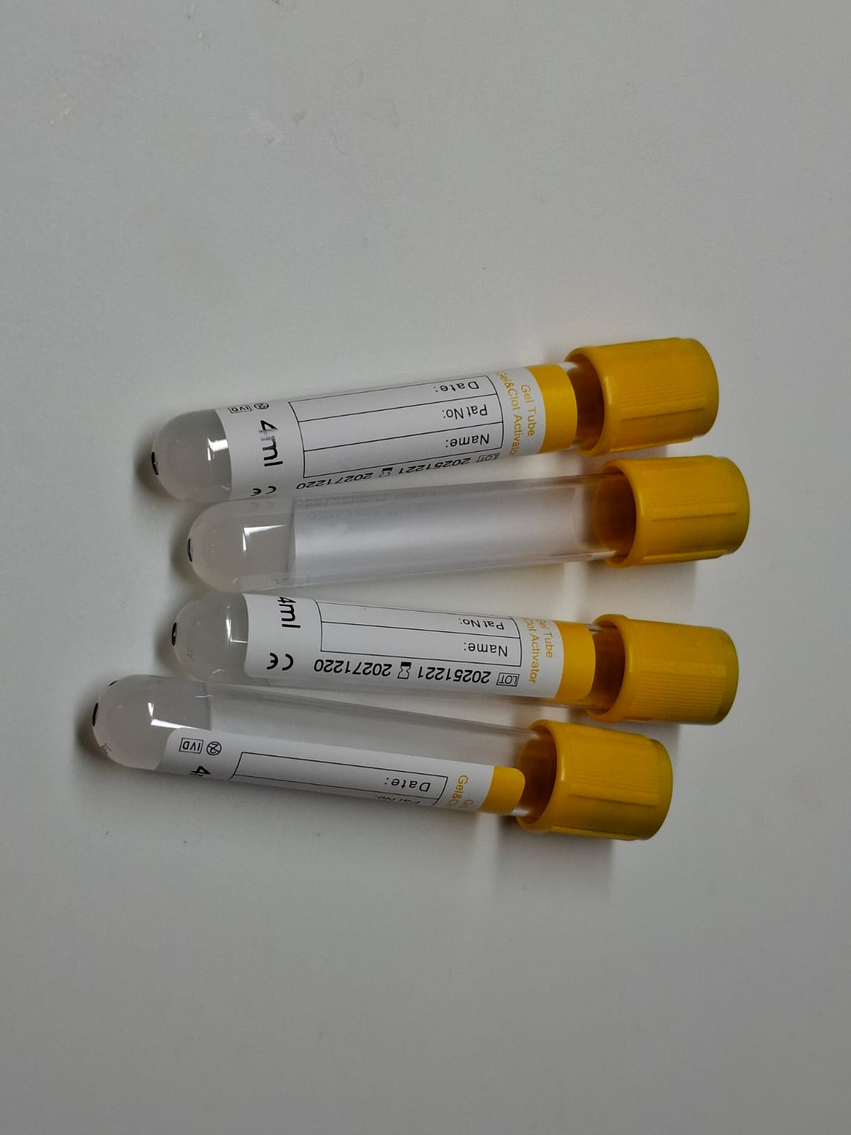 1 Caja 600 Tubos AMARILLOS, Toma de Muestra, GEL TUBE