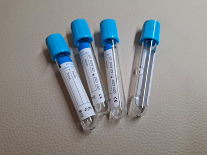 1 Bandeja 100 Tubos CELESTE, Toma de Muestra. PT TUBE