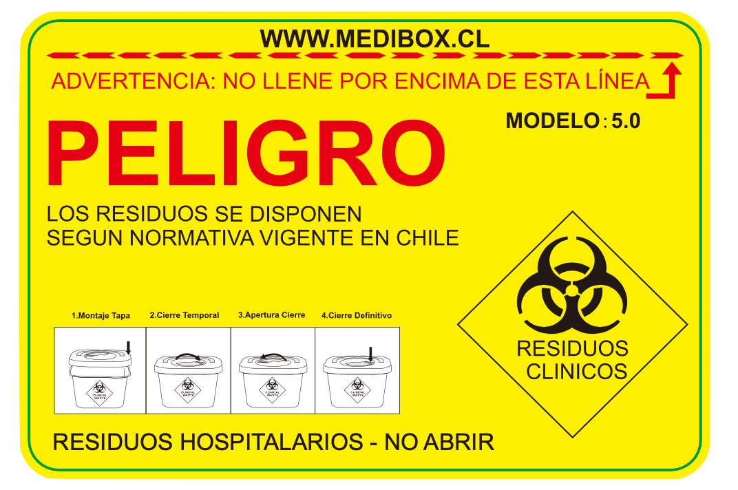 1 Caja AMARILLA, Desechos Cortopunzantes, 5-L (Unidad) REAS