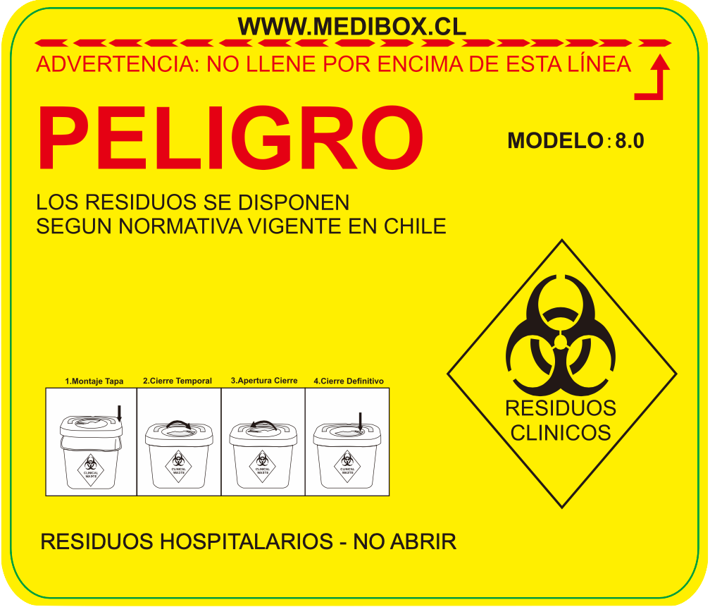 50 Cajas AMARILLAS, Desechos Cortopunzantes, 8-L (CAJA) REAS