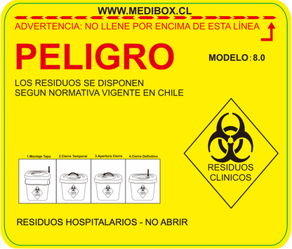 50 Cajas AMARILLAS, Desechos Cortopunzantes, 8-L (CAJA) REAS