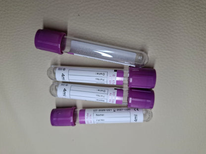 1 Bandeja, 100 Tubos MORADO, Toma de Muestra - EDTA TUBE