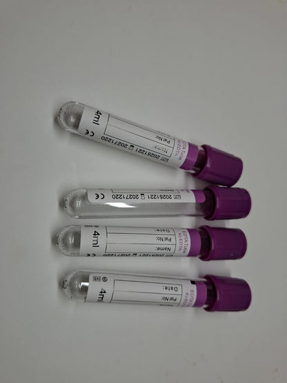 1 Bandeja, 100 Tubos MORADO, Toma de Muestra - EDTA TUBE