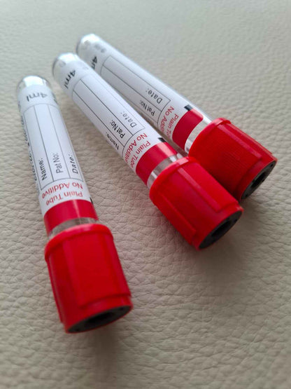 1 Caja 600 Tubos ROJOS, Toma de Muestra, PLAIN TUBE