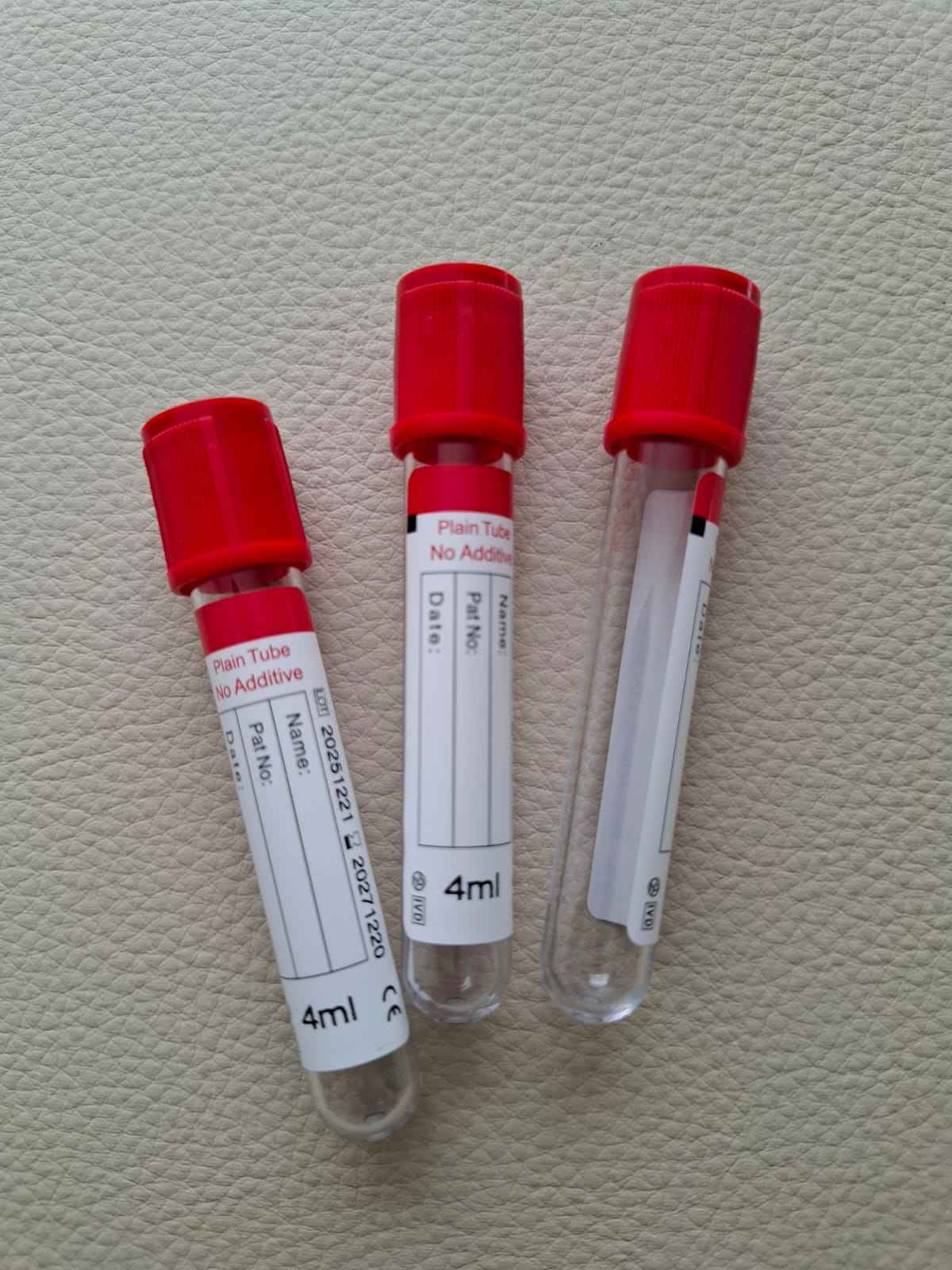 1 Caja 600 Tubos ROJOS, Toma de Muestra, PLAIN TUBE