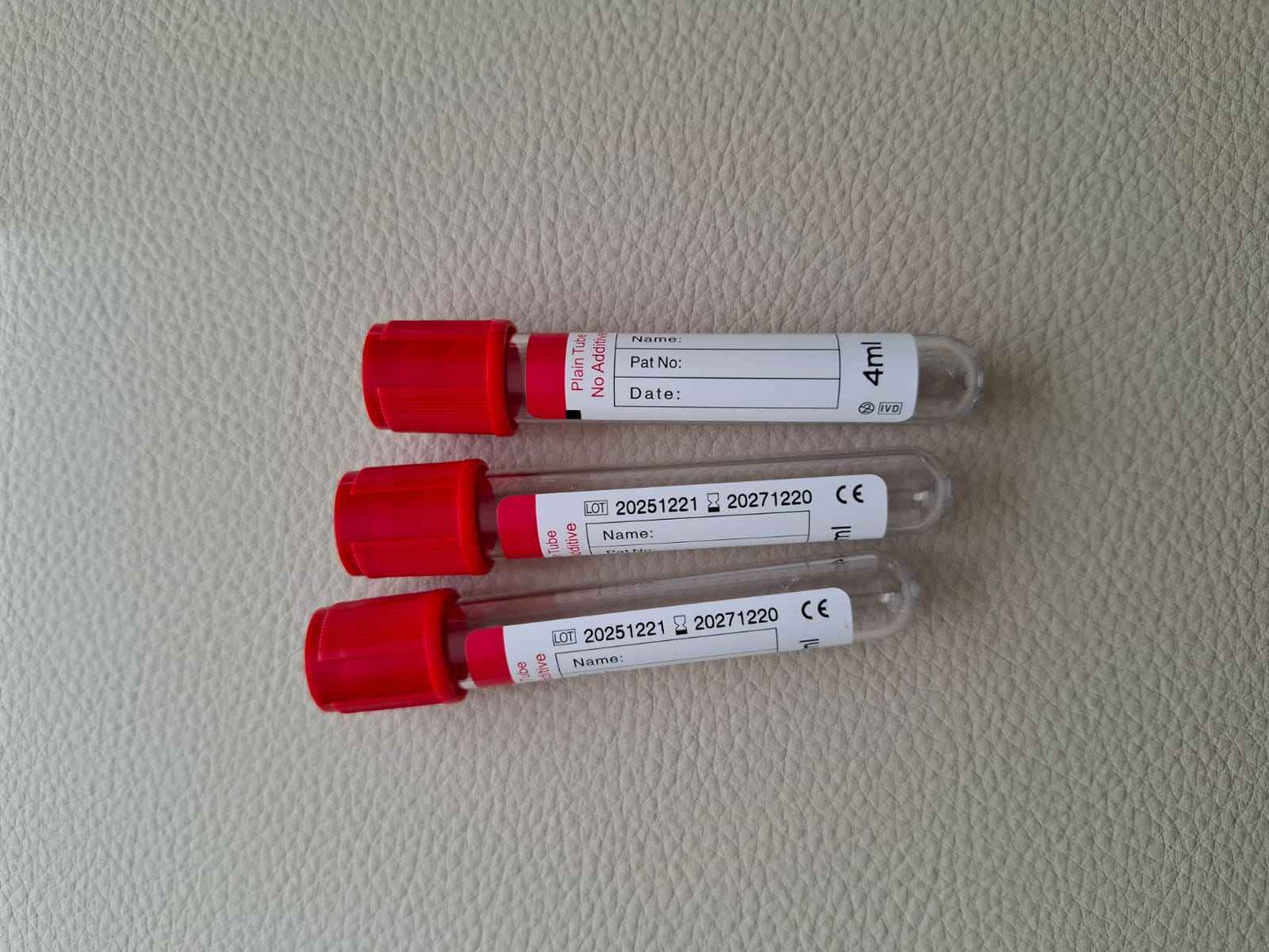 1 Caja 600 Tubos ROJOS, Toma de Muestra, PLAIN TUBE